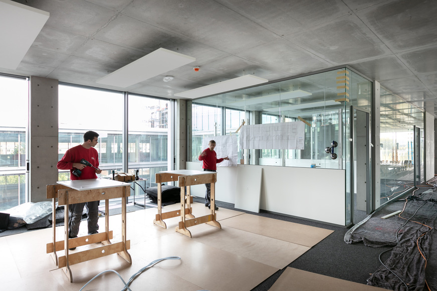 Finished modern office meeting room with glass partitions